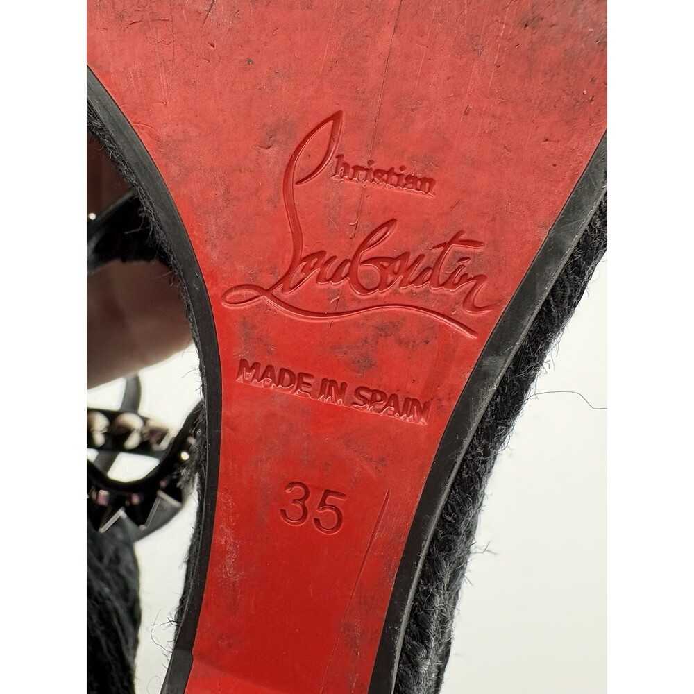 Christian Louboutin Mafaldina 120 Black Patent Wedge Sandals Spikes Size EU 35 - Picture 10 of 10